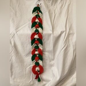 Vintage Crocheted Christmas Bells Pull / Door Hanger with Bells 27” Long